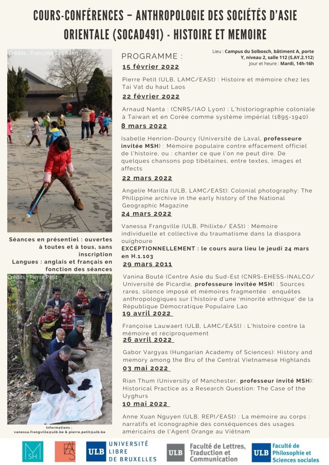 Cours-conférences – anthropologie des sociétés d’Asie orientale (SOCAD491) - HISTOIRE ET MEMOIRE