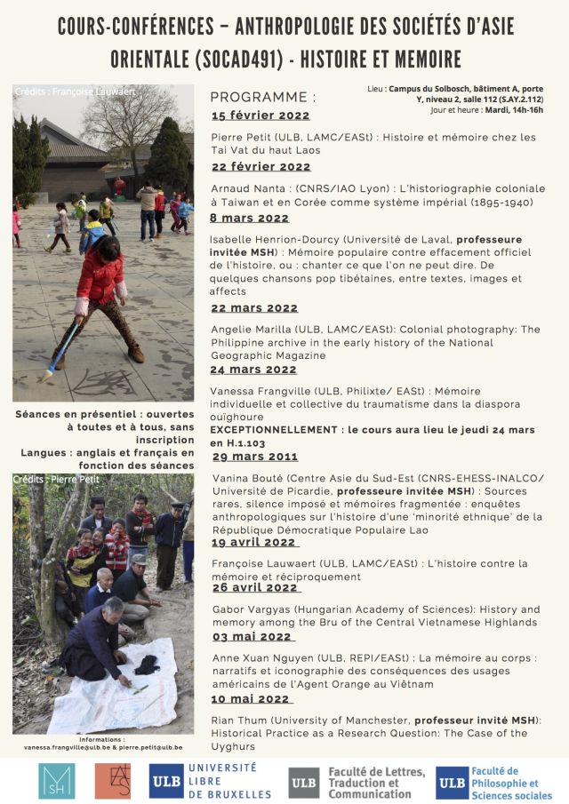 Cours-conférences – anthropologie des sociétés d’Asie orientale (SOCAD491) - HISTOIRE ET MEMOIRE (2)